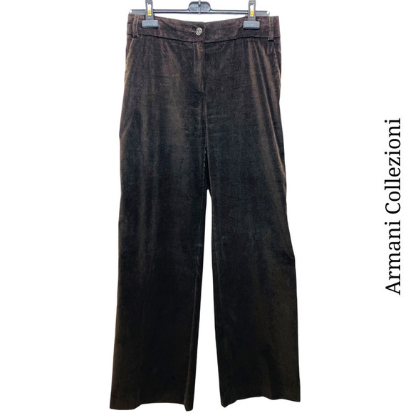 Armani Collezioni Brown Corduroy or Velvet Straight Leg Dress Pants, 6 - Picture 1 of 9